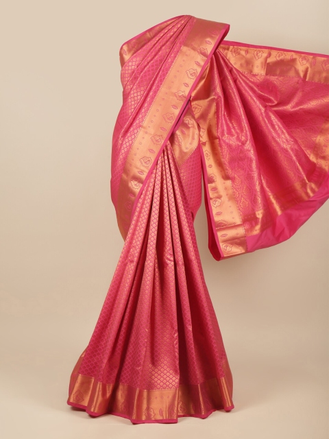 

Pothys Pink & Copper-Toned Woven Design Zari Pure Silk Saree