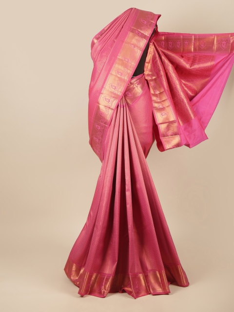 

Pothys Pink & Copper-Toned Floral Pure Silk Saree