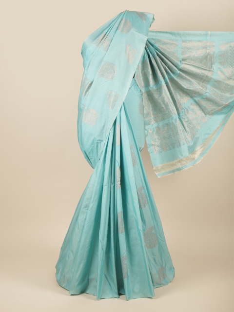 

Pothys Blue & Copper-Toned Woven Design Zari Silk Cotton Saree