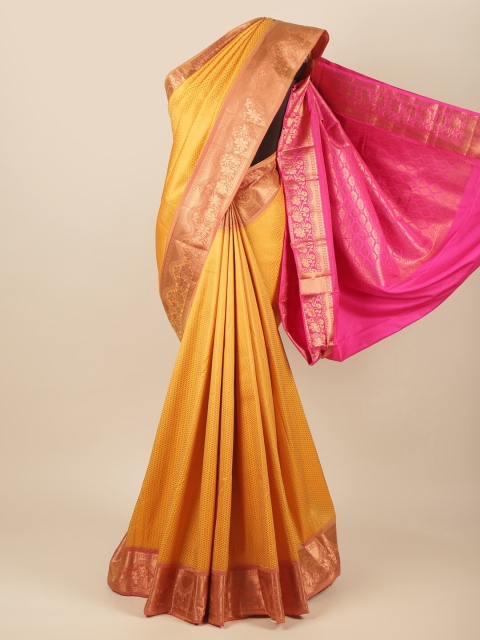 

Pothys Yellow & Pink Floral Zari Pure Silk Saree
