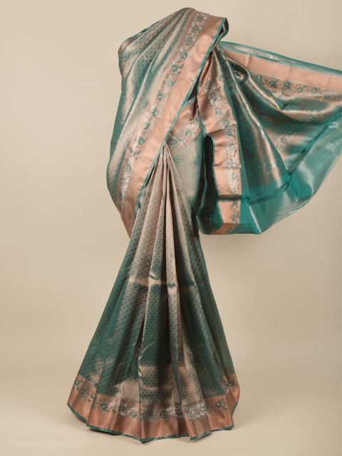 

Pothys Green & Copper-Toned Ethnic Motifs Zari Pure Silk Saree
