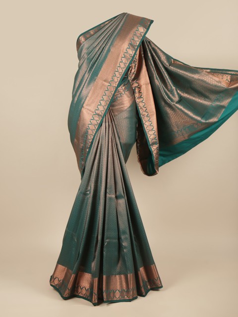 

Pothys Green & Copper-Toned Ethnic Motifs Zari Pure Silk Saree