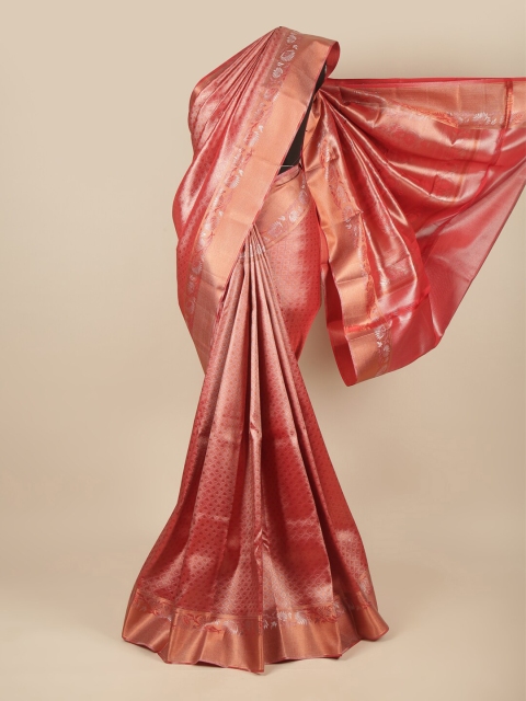 

Pothys Pink & Copper-Toned Ethnic Motifs Pure Silk Saree
