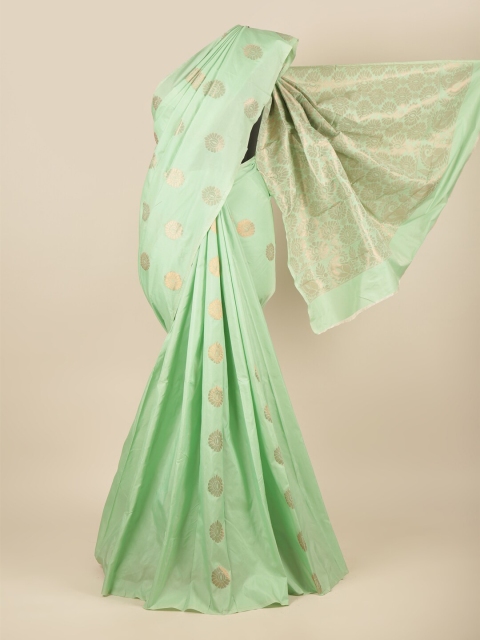 

Pothys Green & Copper-Toned Ethnic Motifs Zari Silk Cotton Saree