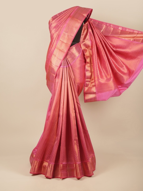 

Pothys Pink & Gold-Toned Zari Pure Silk Saree