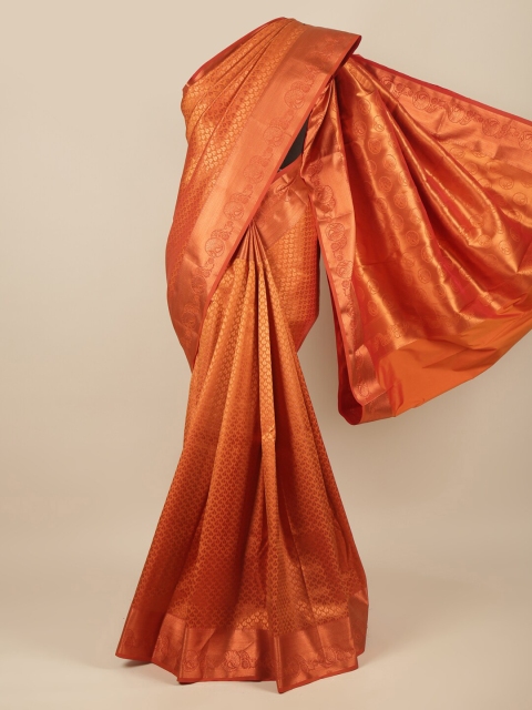 

Pothys Rust & Gold-Toned Woven Design Zari Pure Silk Saree