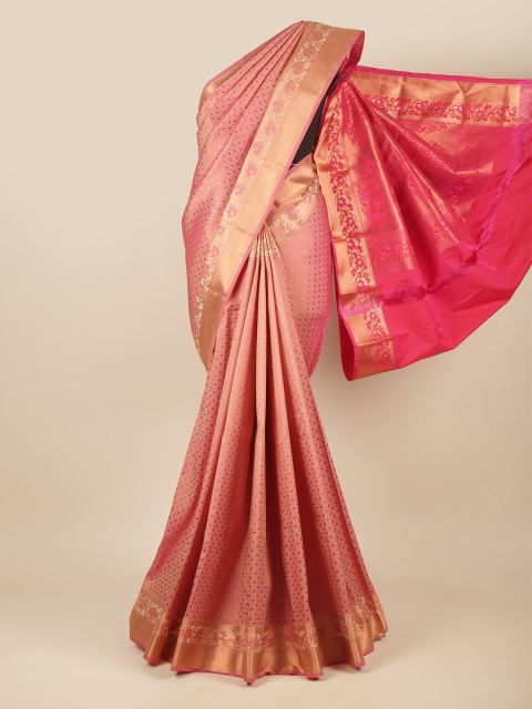 

Pothys Pink & Copper-Toned Ethnic Motifs Zari Pure Silk Saree