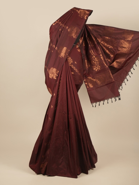 

Pothys Maroon & Copper-Toned Floral Zari Silk Cotton Saree