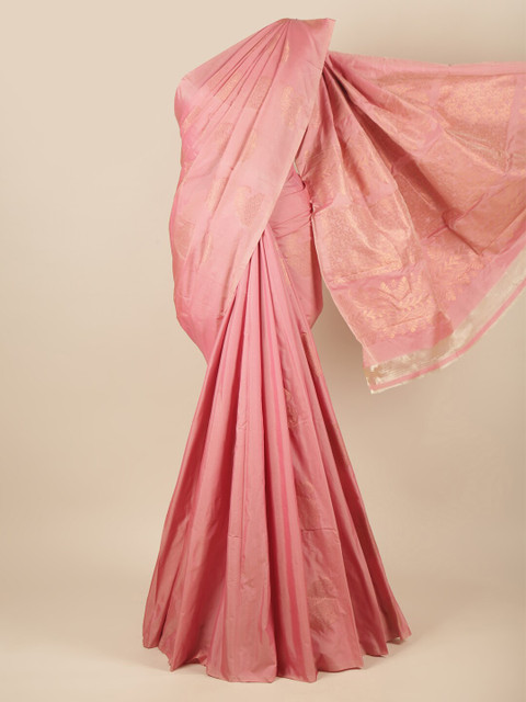 

Pothys Peach-Coloured & Gold-Toned Ethnic Motifs Zari Silk Cotton Saree