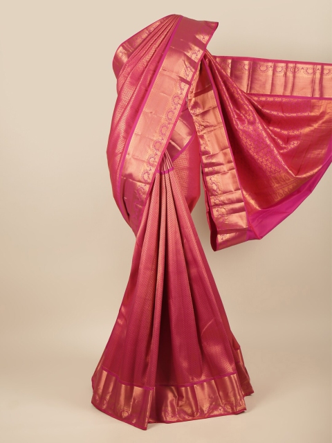 

Pothys Pink & Copper-Toned Woven Design Zari Pure Silk Saree