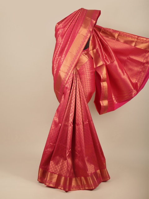 

Pothys Pink & Gold-Toned Woven Design Zari Pure Silk Saree