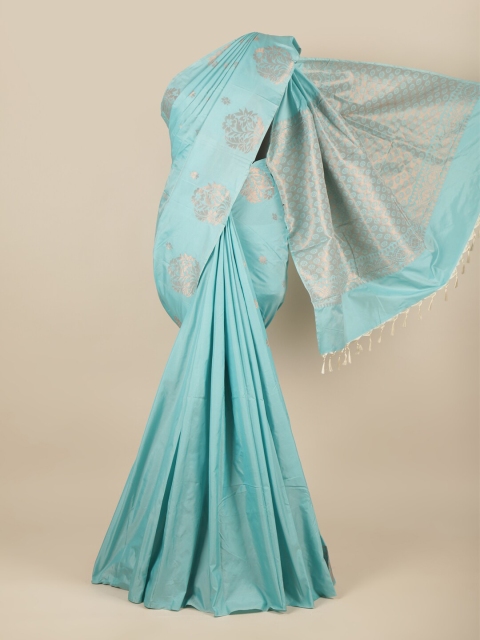 

Pothys Blue & Copper-Toned Woven Design Zari Silk Cotton Saree