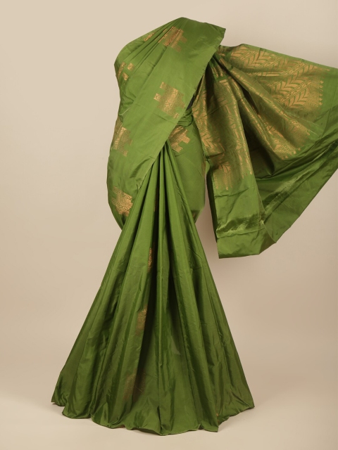 

Pothys Green & Gold-Toned Ethnic Motifs Zari Silk Cotton Saree