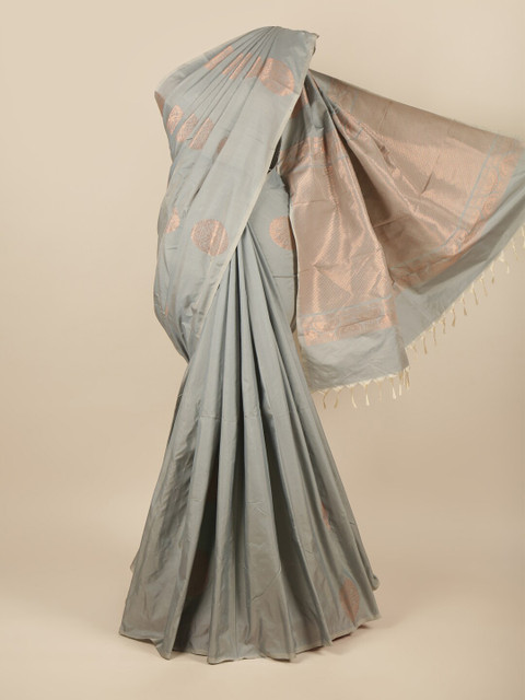 

Pothys Grey & Copper-Toned Ethnic Motifs Silk Cotton Saree