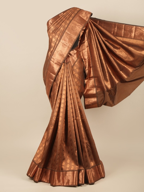 

Pothys Copper-Toned & Gold-Toned Woven Design Zari Pure Silk Saree