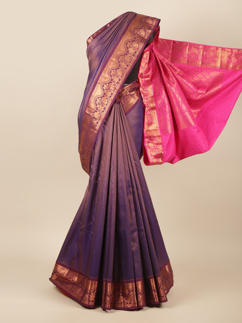 

Pothys Purple & Pink Zari Pure Silk Saree