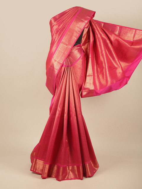 

Pothys Pink & Copper-Toned Ethnic Motifs Zari Pure Silk Saree