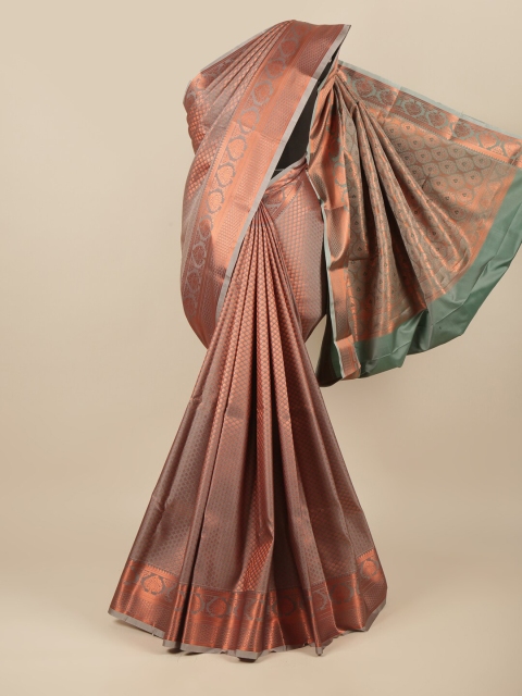 

Pothys Grey & Copper-Toned Woven Design Zari Pure Silk Saree