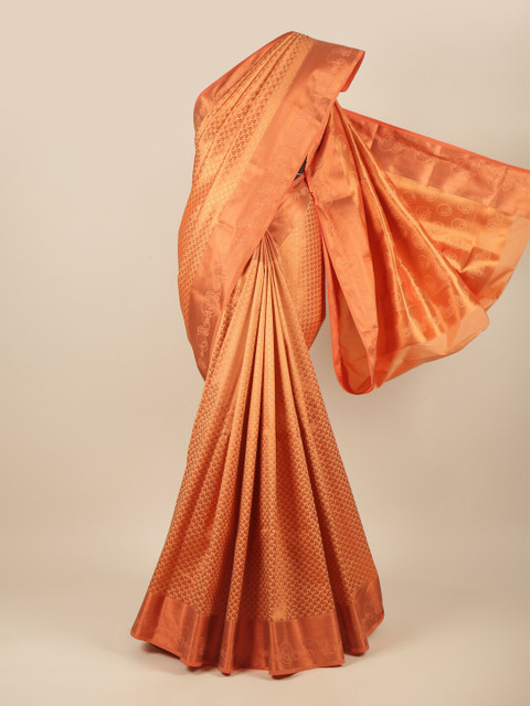 

Pothys Peach-Coloured & Copper-Toned Ethnic Motifs Zari Pure Silk Saree
