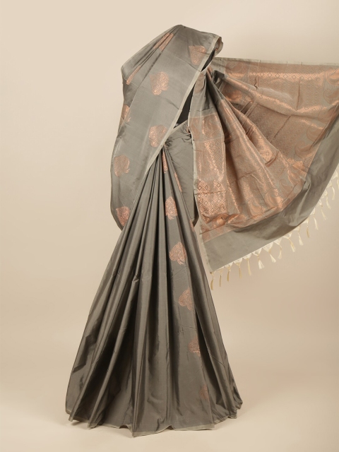 

Pothys Grey & Copper-Toned Woven Design Zari Silk Cotton Saree
