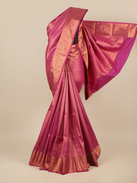 

Pothys Pink & Copper-Toned Woven Design Zari Pure Silk Saree