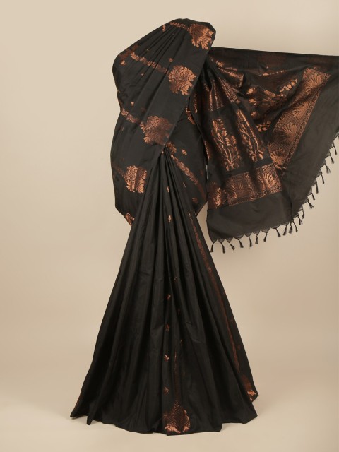 

Pothys Black & Copper-Toned Woven Design Silk Cotton Saree