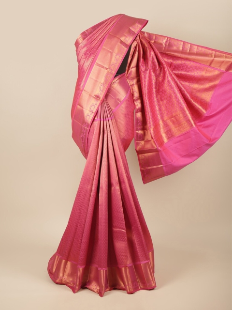 

Pothys Pink & Gold-Toned Woven Design Zari Pure Silk Saree
