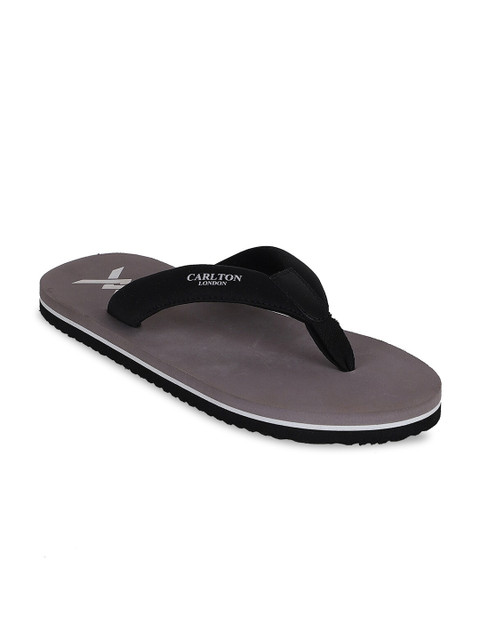 

Carlton London Men Black & Grey Solid Thong Flip-Flops