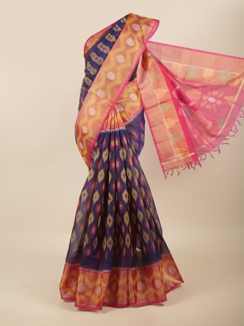 

Pothys Violet & Magenta Ethnic Motifs Zari Silk Cotton Saree