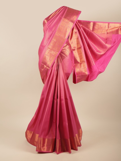 

Pothys Pink & Gold-Toned Woven Design Zari Art Silk Saree