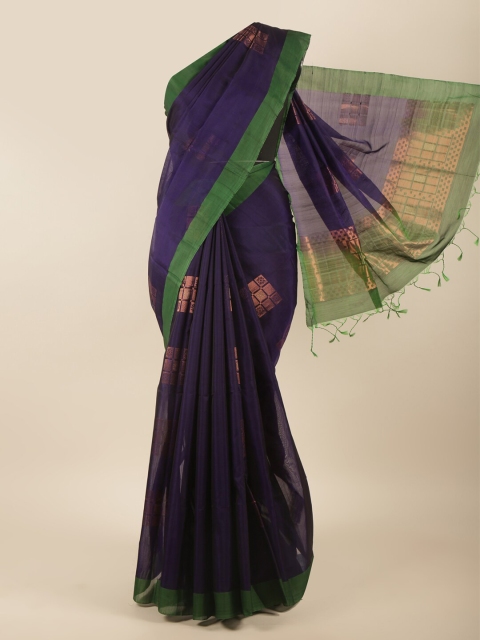 

Pothys Navy Blue & Green Woven Design Silk Cotton Saree