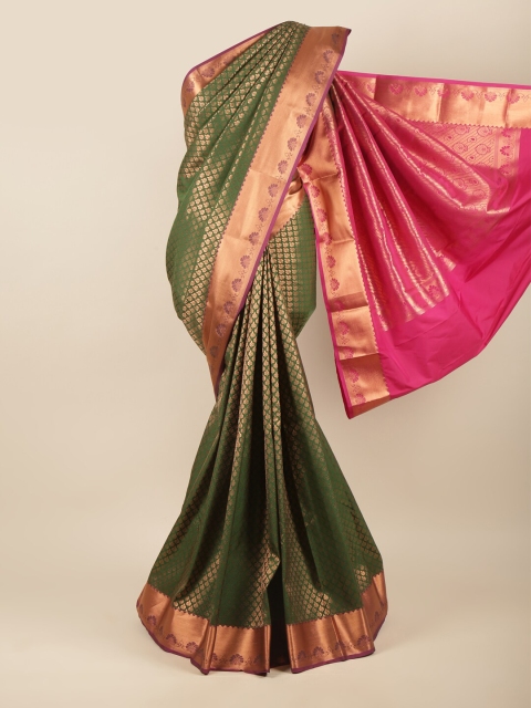 

Pothys Green & Fuchsia Ethnic Motifs Zari Art Silk Saree