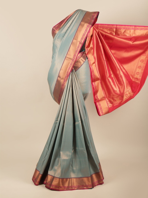 

Pothys Blue & Magenta Ethnic Motifs Zari Art Silk Saree