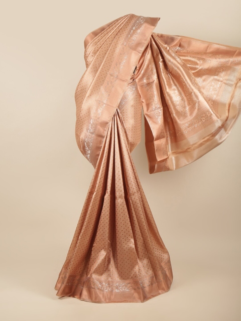 

Pothys Cream-Coloured & Silver-Toned Woven Design Art Silk Saree