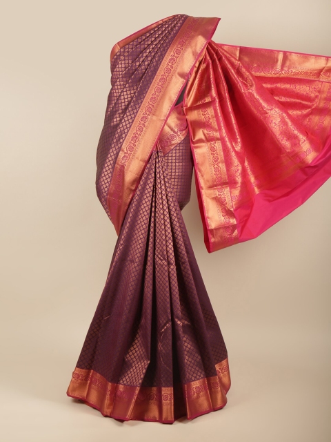 

Pothys Violet & Pink Ethnic Motifs Zari Art Silk Saree