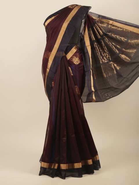 

Pothys Maroon & Gold-Toned Ethnic Motifs Zari Silk Cotton Saree