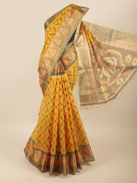 

Pothys Mustard & Green Zari Silk Cotton Saree