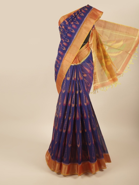 

Pothys Blue & Cream-Coloured Silk Cotton Saree