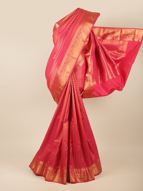 

Pothys Pink & Gold-Toned Woven Design Zari Art Silk Saree