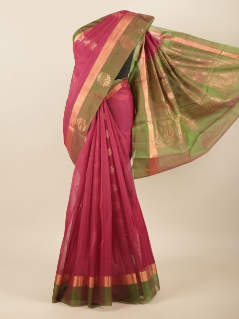 

Pothys Magenta & Green Woven Design Silk Cotton Saree