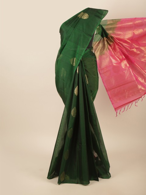 

Pothys Green & Pink Woven Design Zari Silk Cotton Saree