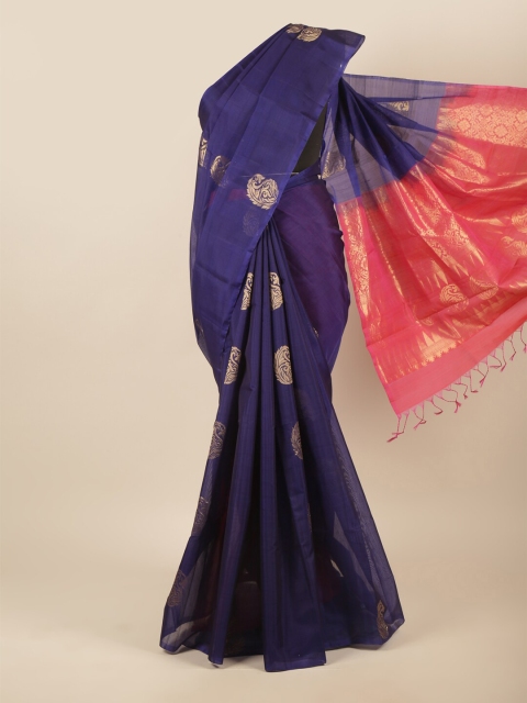 

Pothys Blue & Pink Woven Design Zari Silk Cotton Saree