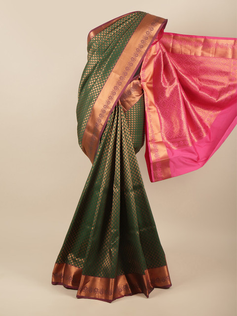 

Pothys Green & Pink Ethnic Motifs Zari Art Silk Saree