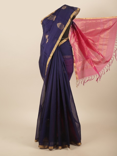 

Pothys Blue & Pink Ethnic Motifs Silk Cotton Saree
