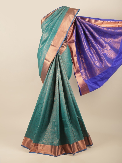 

Pothys Green & Blue Floral Zari Art Silk Saree