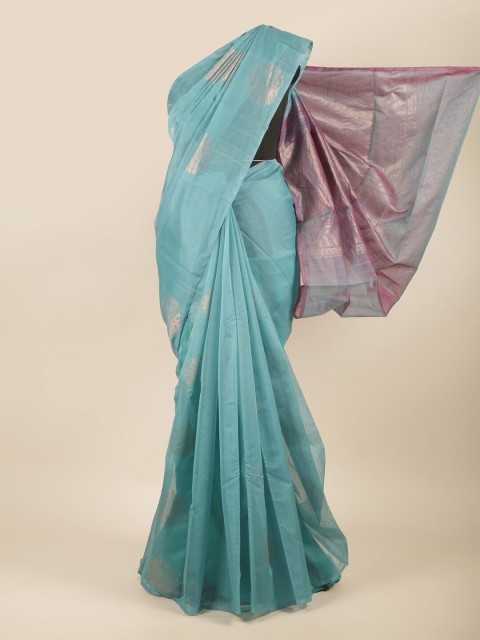 

Pothys Blue & Grey Woven Design Zari Silk Cotton Saree