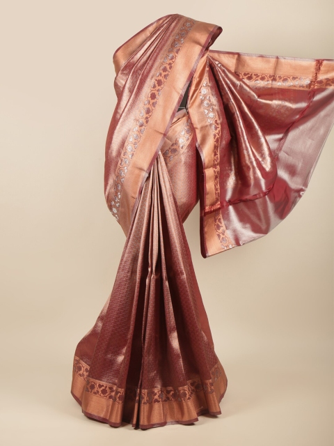 

Pothys Brown & Gold-Toned Woven Design Zari Art Silk Saree