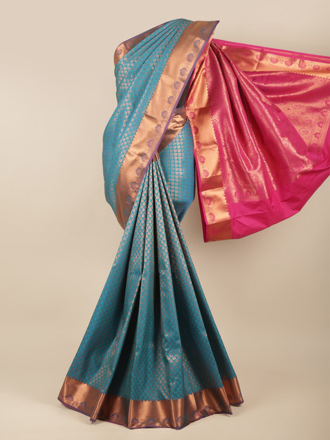 

Pothys Blue & Fuchsia Ethnic Motifs Zari Art Silk Saree
