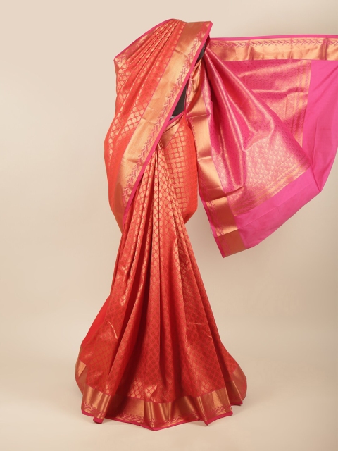 

Pothys Red & Gold-Toned Woven Design Zari Art Silk Saree