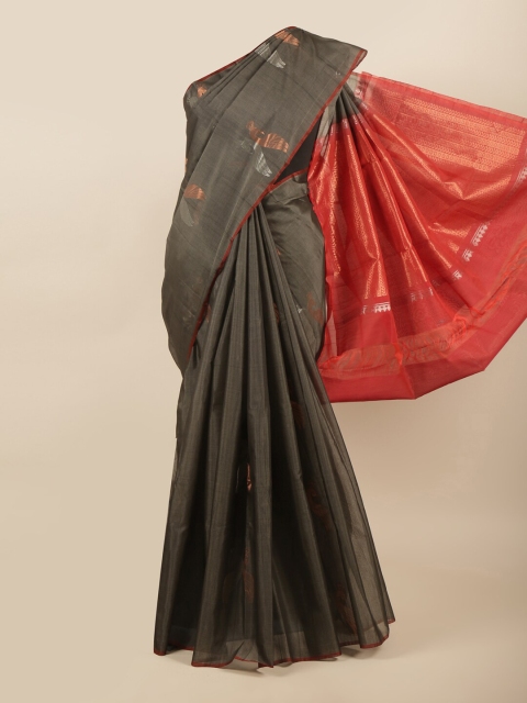 

Pothys Grey & Red Woven Design Silk Cotton Saree